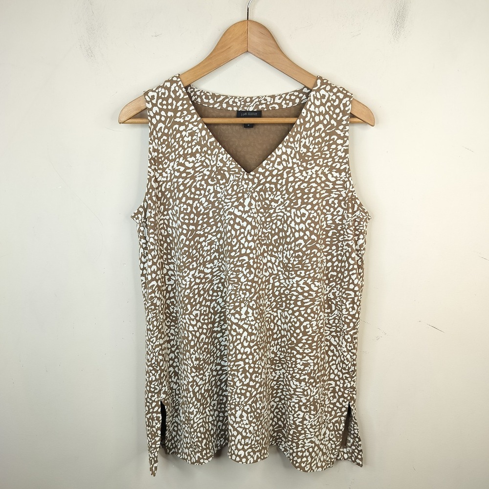 J. Jill Wearever Tank Top Medium Spotted Brown Animal Print Tunic Casual Brown
